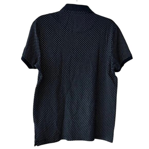 Abercrombie & Fitch Men’s Stretch Polo Shirt Navy Blue White Cross Print Size M - Picture 3 of 12